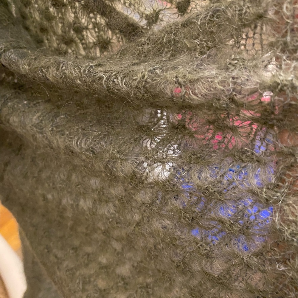 Vintage Koret Olive Mohair Blend Pointelle Sweater- like Sezane - Picture 6 of 6